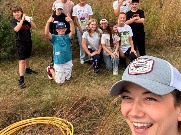 Seventh Grade Scientists Survey Spring Creek Prairie
